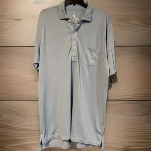 F & G Tech XL Light Blue Short Sleeve Polo Golf Collared Pocket